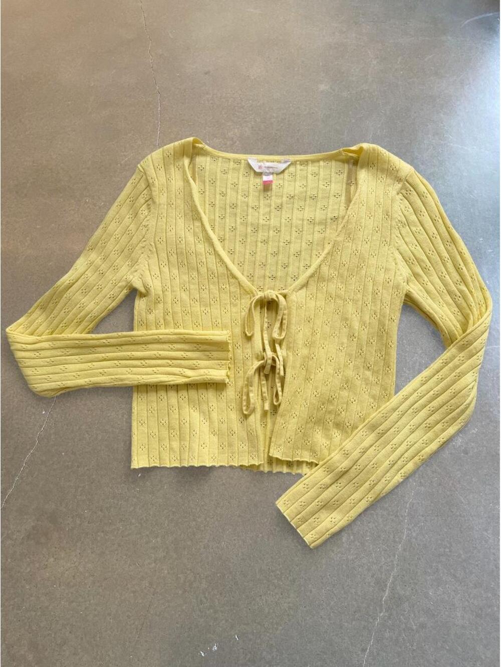 No Boundaries Pointelle Knit Tie-Front Cardigan | Women’s S
